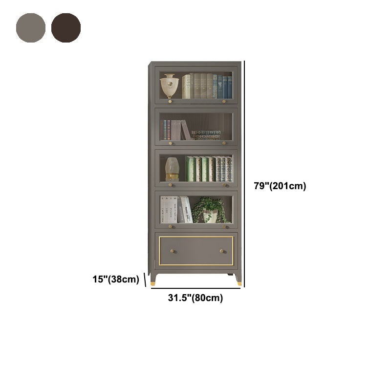 Vertical Glam Standard Bookcase Beech Closed Back Bookcase with Drawer Clearhalo 'Bookcases' 'furn' 'furn_bookcases' 'Furniture' 'Office Furniture' 5123413