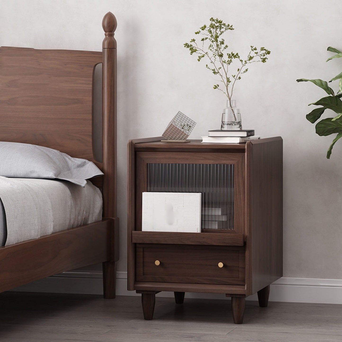 Table de nuit en bois massif moderne 20 '' Tableau de rangement de rangement de rangement avec les jambes