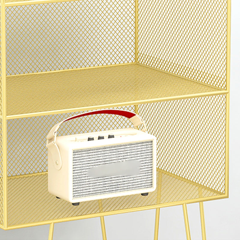 Los estantes de almacenamiento abiertos modernos de metal incluyen mesas de noche de cama con piernas