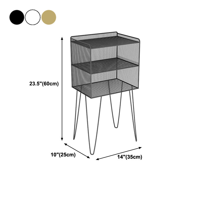 Los estantes de almacenamiento abiertos modernos de metal incluyen mesas de noche de cama con piernas