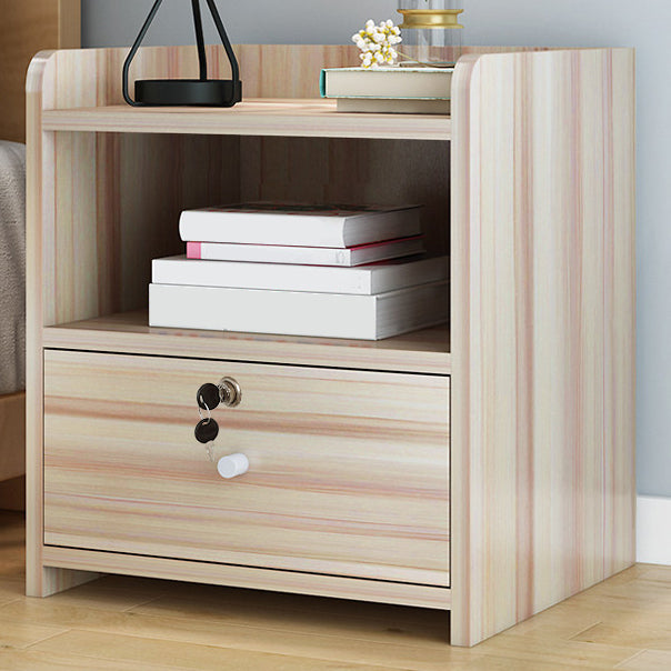 Panel artificial 18 '' Altantador de cajones de la mesita de altura Moderno de cama de cama con cerradura