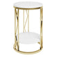 Glam Metal Night Table Open Storage 1-Shelf Round Nightstand in Black/White White-Gold Clearhalo 'Bedroom Furniture' 'furn' 'furn_night_stand' 'Furniture' 'night_stand' 'Nightstands' 5125926