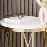 Glam Metal Night Table Open Storage 1-Shelf Round Nightstand in Black/White Clearhalo 'Bedroom Furniture' 'furn' 'furn_night_stand' 'Furniture' 'night_stand' 'Nightstands' 5125929