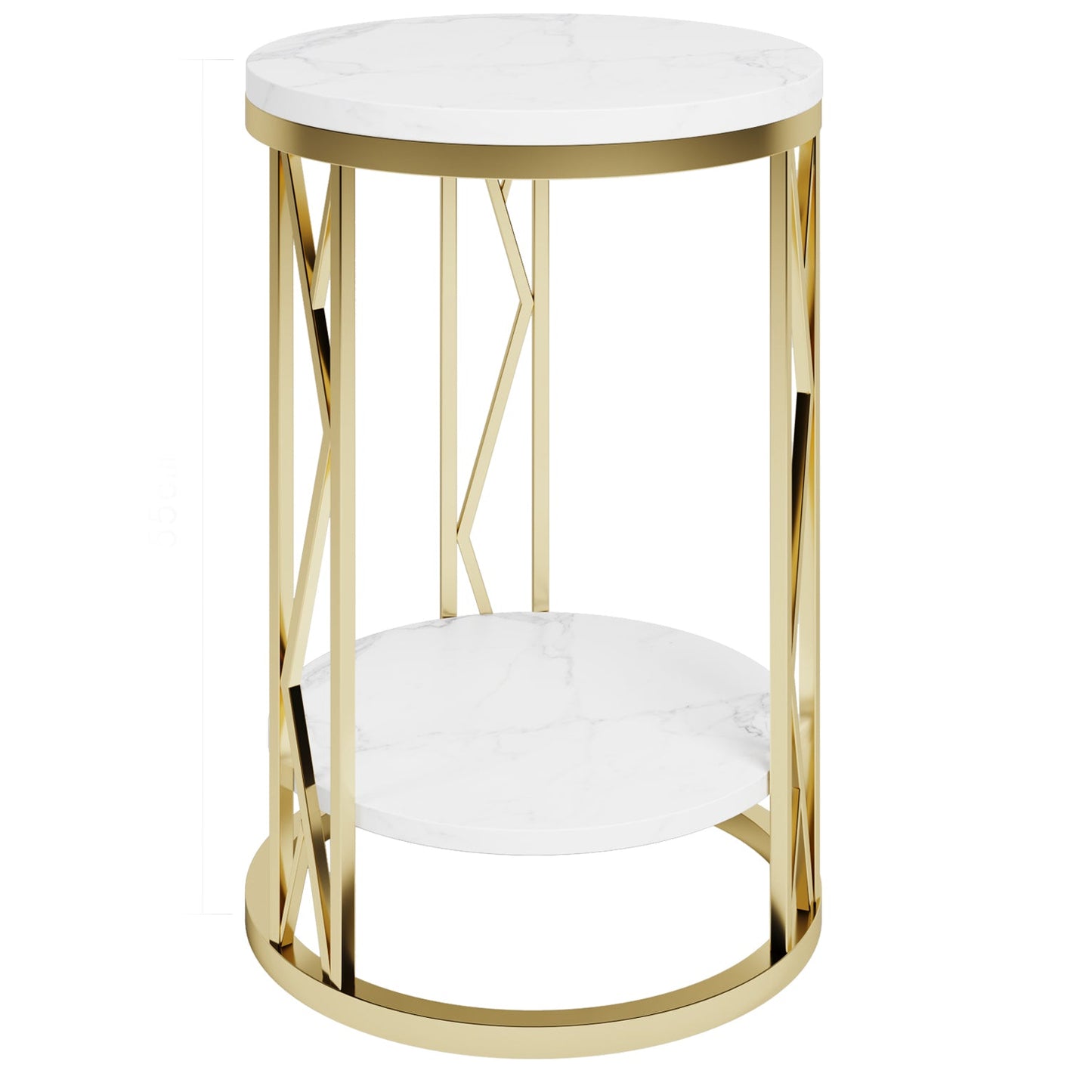 Glam Metal Night Table Open Storage 1-Shelf Round Nightstand in Black/White Clearhalo 'Bedroom Furniture' 'furn' 'furn_night_stand' 'Furniture' 'night_stand' 'Nightstands' 5125930