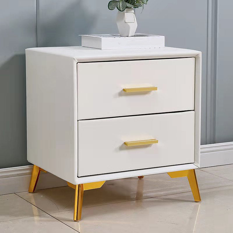 20'' Tall Glam Accent Table Nightstand 2-Drawer Plates Bed Nightstand with Legs Ivory Clearhalo 'Bedroom Furniture' 'furn' 'furn_night_stand' 'Furniture' 'night_stand' 'Nightstands' 5125939