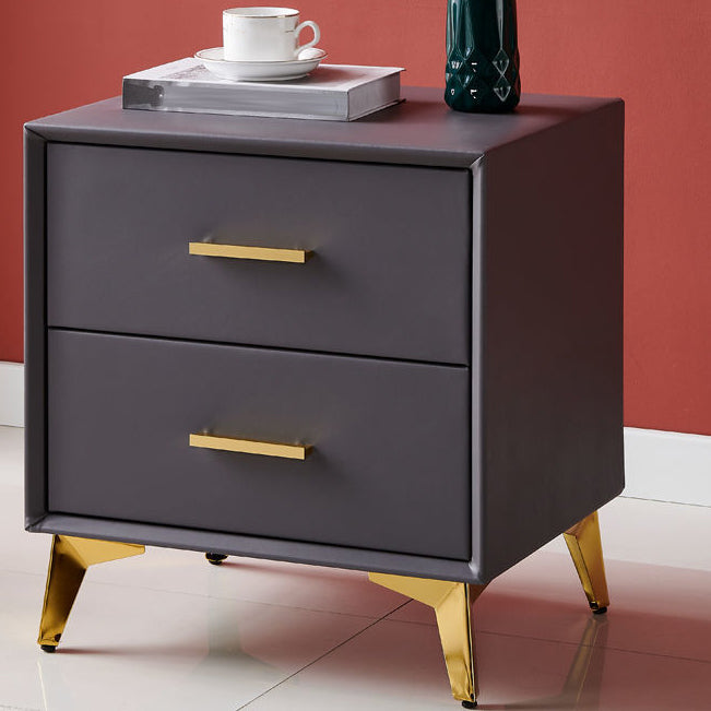 20'' Tall Glam Accent Table Nightstand 2-Drawer Plates Bed Nightstand with Legs Black Clearhalo 'Bedroom Furniture' 'furn' 'furn_night_stand' 'Furniture' 'night_stand' 'Nightstands' 5125940