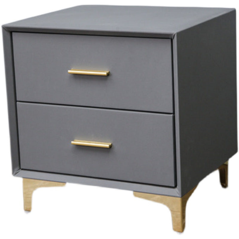 20'' Tall Glam Accent Table Nightstand 2-Drawer Plates Bed Nightstand with Legs Light Gray Clearhalo 'Bedroom Furniture' 'furn' 'furn_night_stand' 'Furniture' 'night_stand' 'Nightstands' 5125943