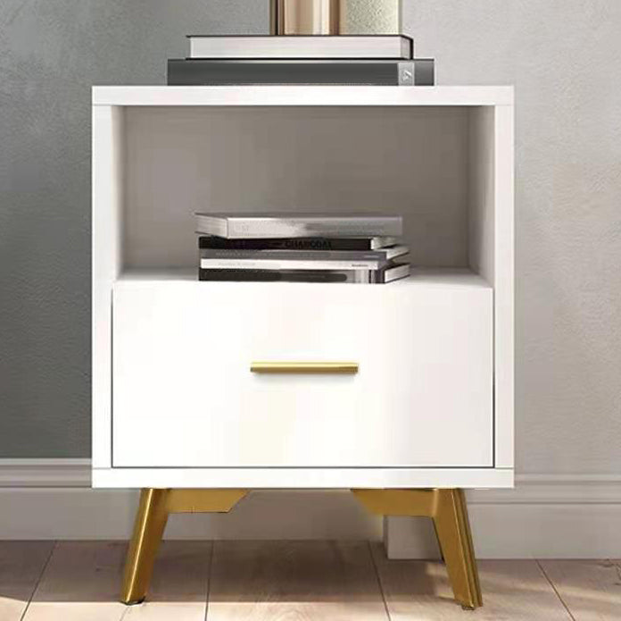 20'' Tall Glam Accent Table Nightstand 2-Drawer Plates Bed Nightstand with Legs White Clearhalo 'Bedroom Furniture' 'furn' 'furn_night_stand' 'Furniture' 'night_stand' 'Nightstands' 5125944