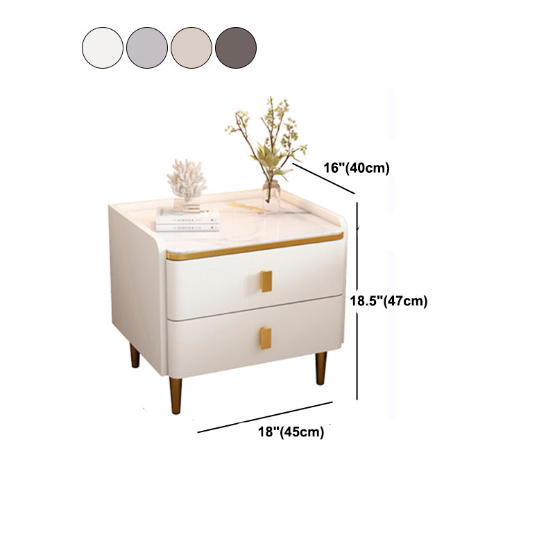 Glam Wood-Based Panel Accent Table Nightstand Drawer Storage Night Table with Legs