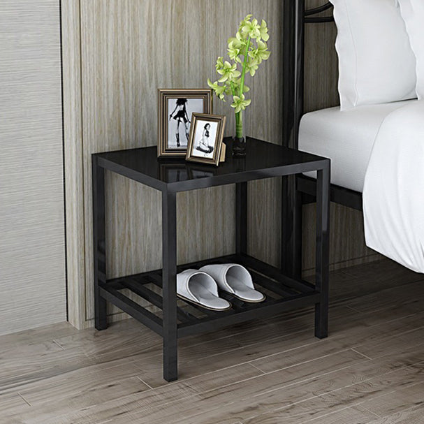Black 20'' Tall Accent Table Nightstand Modern Metal 1-Shelf Bedside Cabinet Clearhalo 'Bedroom Furniture' 'furn' 'furn_night_stand' 'Furniture' 'night_stand' 'Nightstands' 5126051