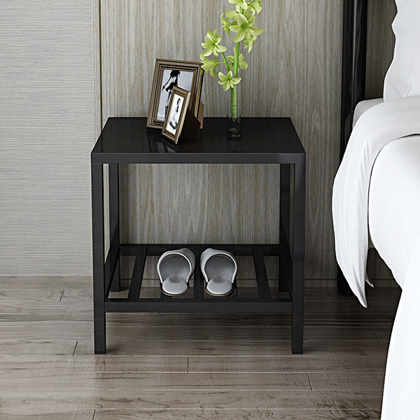 Black 20'' Tall Accent Table Nightstand Modern Metal 1-Shelf Bedside Cabinet Clearhalo 'Bedroom Furniture' 'furn' 'furn_night_stand' 'Furniture' 'night_stand' 'Nightstands' 5126053