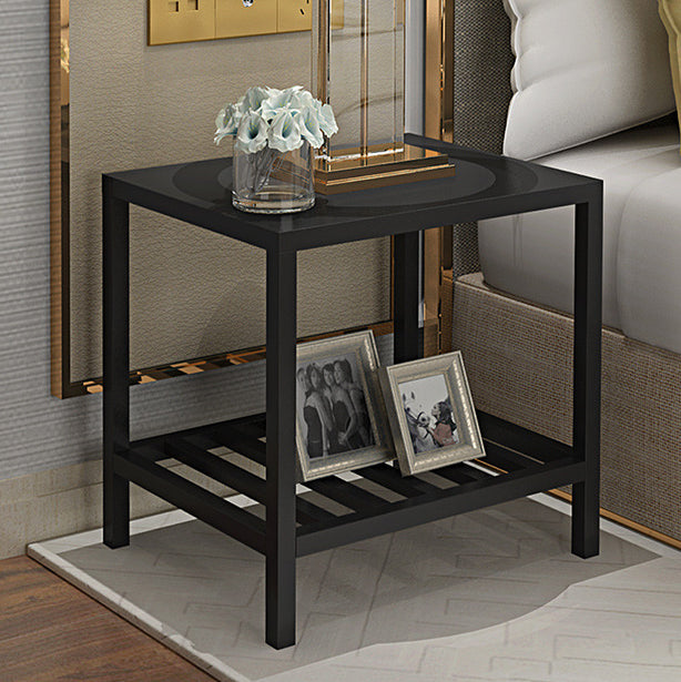 Black 20'' Tall Accent Table Nightstand Modern Metal 1-Shelf Bedside Cabinet Black Clearhalo 'Bedroom Furniture' 'furn' 'furn_night_stand' 'Furniture' 'night_stand' 'Nightstands' 5126054