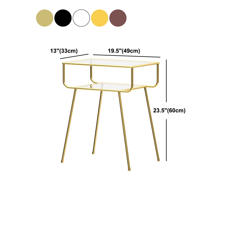 Modern Metal Nightstand 24'' Tall Open Storage Glass Top Night Table with Legs