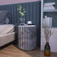 20'' Tall Metal Night Table Glam Marble Top 2-Drawer Bed Nightstand Grey Round 2 Clearhalo 'Bedroom Furniture' 'furn' 'furn_night_stand' 'Furniture' 'night_stand' 'Nightstands' 5126069