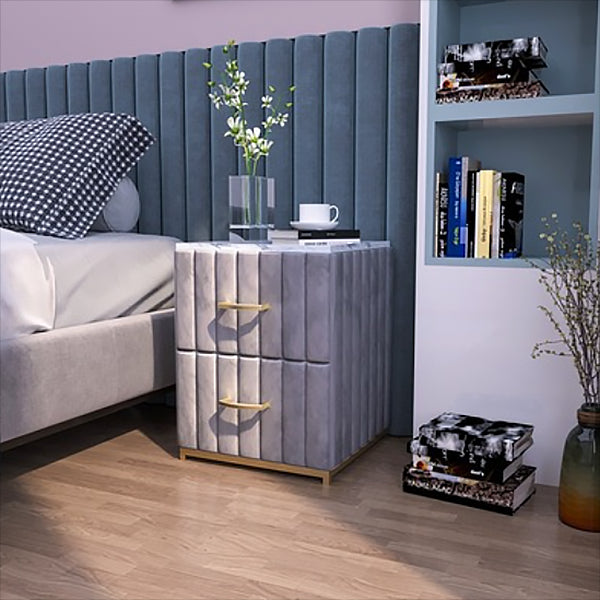 20'' Tall Metal Night Table Glam Marble Top 2-Drawer Bed Nightstand Grey Square 2 Clearhalo 'Bedroom Furniture' 'furn' 'furn_night_stand' 'Furniture' 'night_stand' 'Nightstands' 5126074
