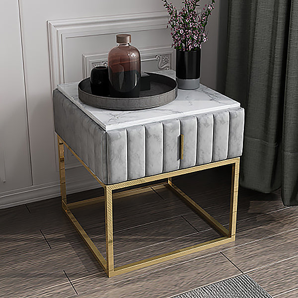 20'' Tall Metal Night Table Glam Marble Top 2-Drawer Bed Nightstand Clearhalo 'Bedroom Furniture' 'furn' 'furn_night_stand' 'Furniture' 'night_stand' 'Nightstands' 5126080