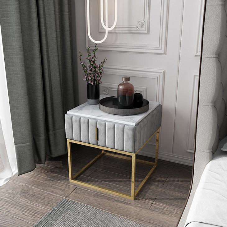 20'' Tall Metal Night Table Glam Marble Top 2-Drawer Bed Nightstand Clearhalo 'Bedroom Furniture' 'furn' 'furn_night_stand' 'Furniture' 'night_stand' 'Nightstands' 5126081