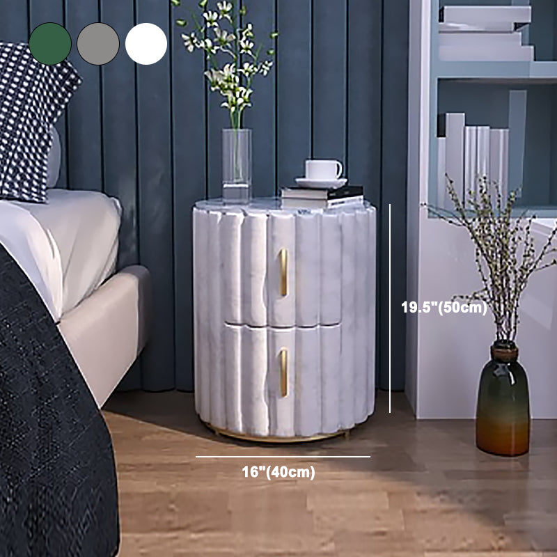 20'' Tall Metal Night Table Glam Marble Top 2-Drawer Bed Nightstand Clearhalo 'Bedroom Furniture' 'furn' 'furn_night_stand' 'Furniture' 'night_stand' 'Nightstands' 5126086