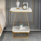 Glam Metal Night Table Stone Top 24'' Tall Open Storage Nightstand with Legs