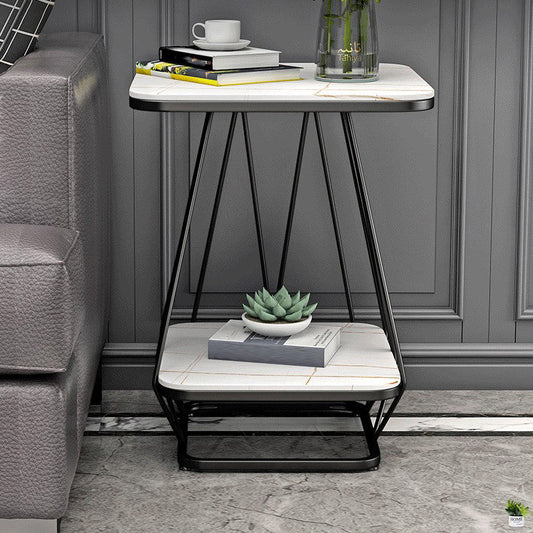 Glam Metal Night Table Stone Top 24 '' hoher offener Aufbewahrungsnachttisch mit Beinen