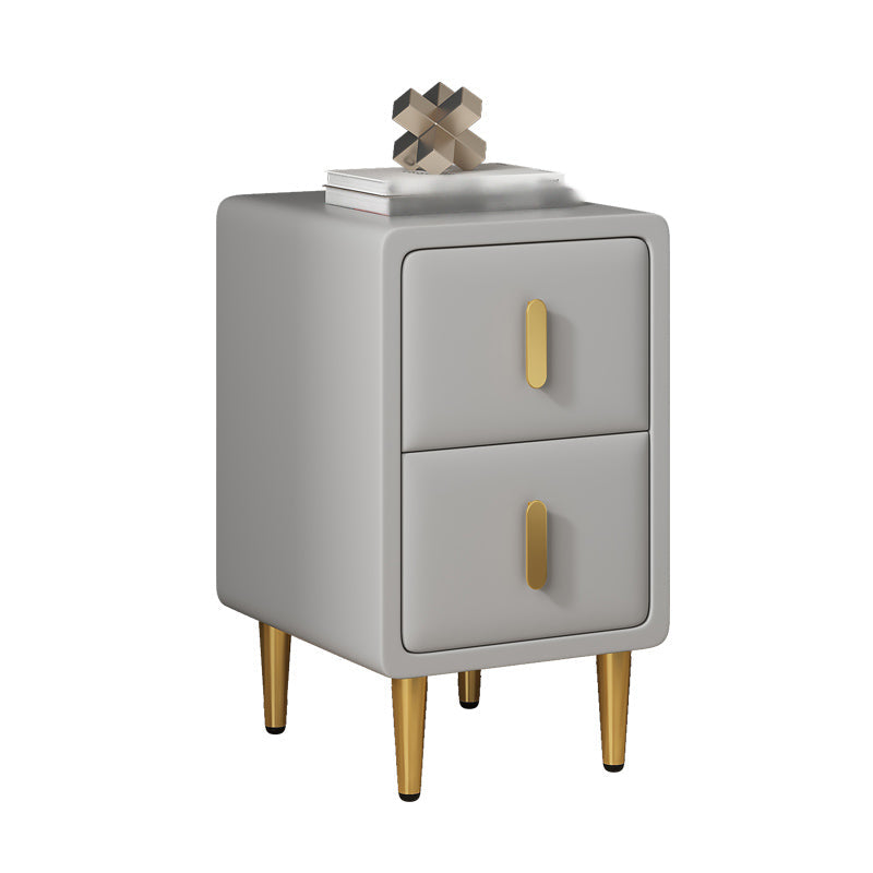 Modern 20'' Tall Bed Nightstand 2-Drawer Storage Faux Leather Legs Included Nightstand Light Gray Clearhalo 'Bedroom Furniture' 'furn' 'furn_night_stand' 'Furniture' 'night_stand' 'Nightstands' 5126244