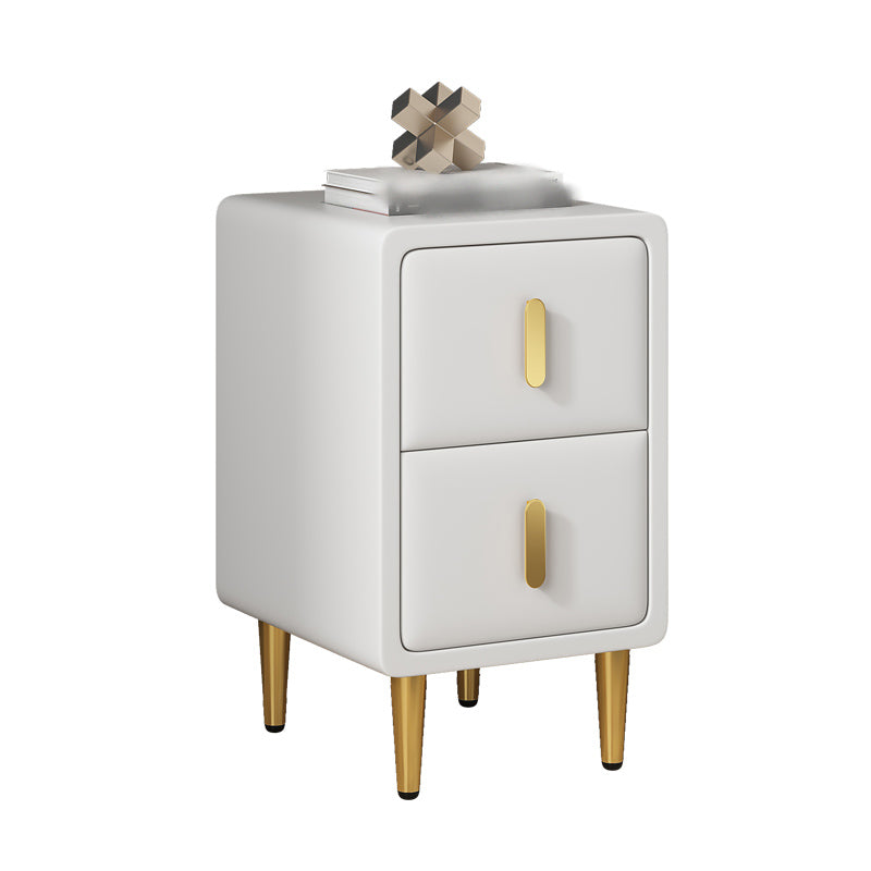 Modern 20'' Tall Bed Nightstand 2-Drawer Storage Faux Leather Legs Included Nightstand White Clearhalo 'Bedroom Furniture' 'furn' 'furn_night_stand' 'Furniture' 'night_stand' 'Nightstands' 5126245