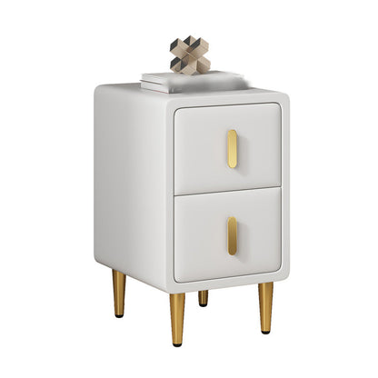Modern 20'' Tall Bed Nightstand 2-Drawer Storage Faux Leather Legs Included Nightstand White Clearhalo 'Bedroom Furniture' 'furn' 'furn_night_stand' 'Furniture' 'night_stand' 'Nightstands' 5126245