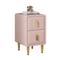 Modern 20'' Tall Bed Nightstand 2-Drawer Storage Faux Leather Legs Included Nightstand Pink Clearhalo 'Bedroom Furniture' 'furn' 'furn_night_stand' 'Furniture' 'night_stand' 'Nightstands' 5126247
