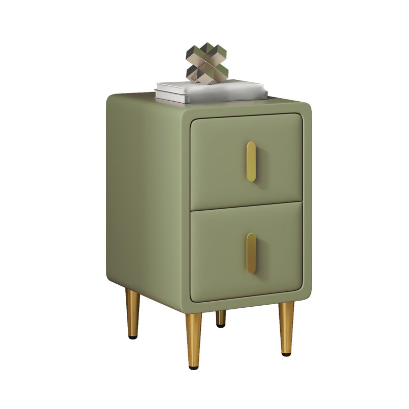 Modern 20'' Tall Bed Nightstand 2-Drawer Storage Faux Leather Legs Included Nightstand Green Clearhalo 'Bedroom Furniture' 'furn' 'furn_night_stand' 'Furniture' 'night_stand' 'Nightstands' 5126249