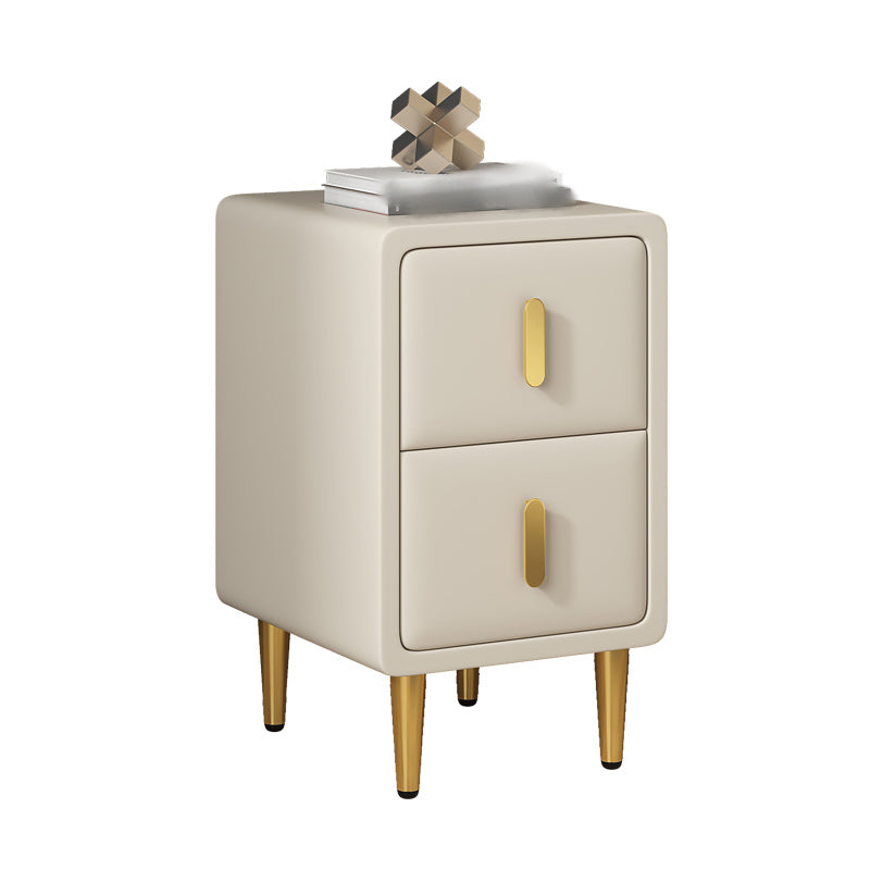 Modern 20'' Tall Bed Nightstand 2-Drawer Storage Faux Leather Legs Included Nightstand Off-White Clearhalo 'Bedroom Furniture' 'furn' 'furn_night_stand' 'Furniture' 'night_stand' 'Nightstands' 5126251