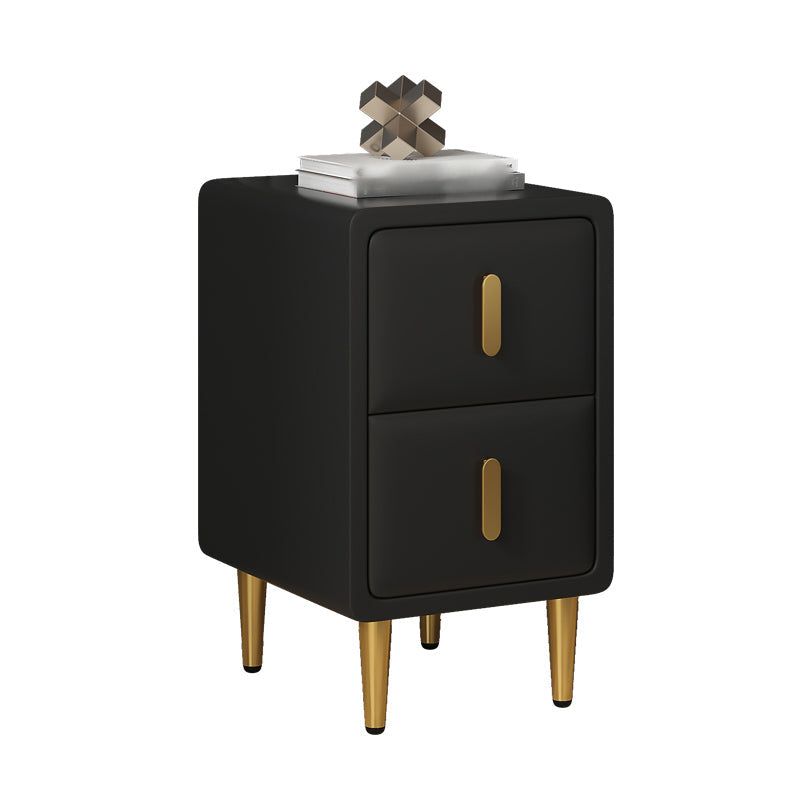 Modern 20'' Tall Bed Nightstand 2-Drawer Storage Faux Leather Legs Included Nightstand Black Clearhalo 'Bedroom Furniture' 'furn' 'furn_night_stand' 'Furniture' 'night_stand' 'Nightstands' 5126256