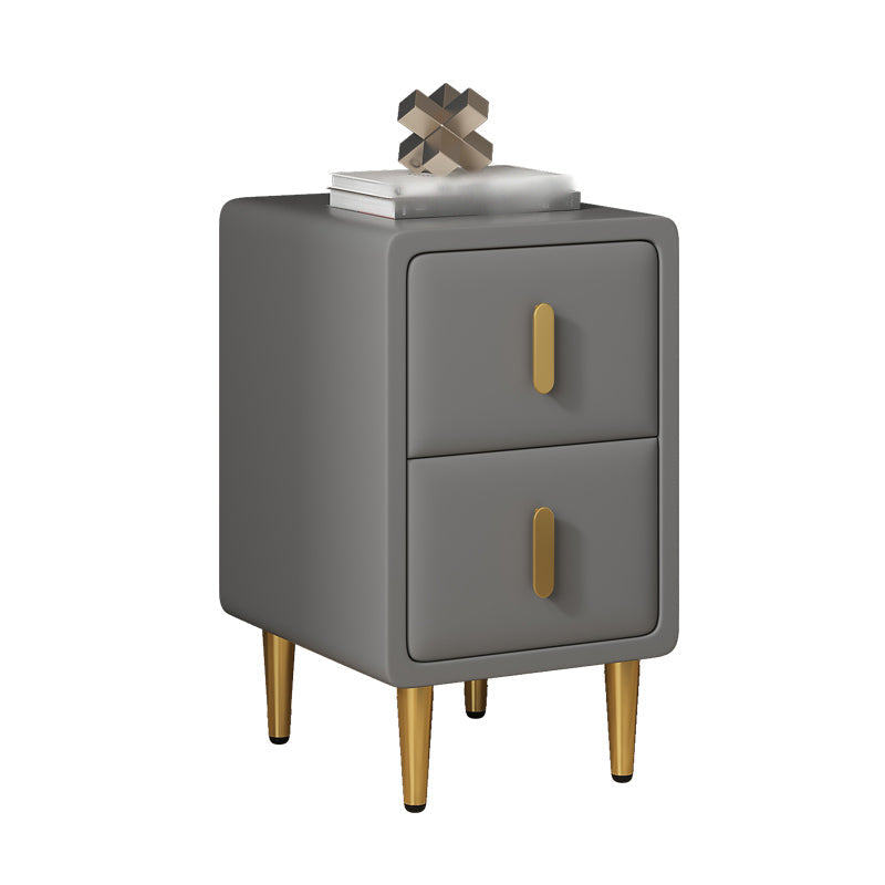Modern 20'' Tall Bed Nightstand 2-Drawer Storage Faux Leather Legs Included Nightstand Grey Clearhalo 'Bedroom Furniture' 'furn' 'furn_night_stand' 'Furniture' 'night_stand' 'Nightstands' 5126257