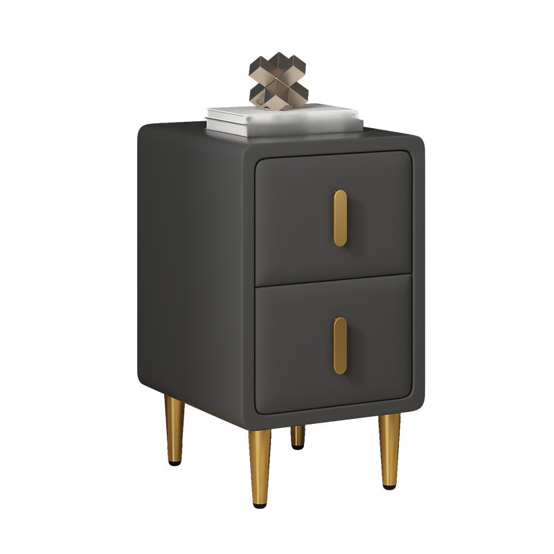 Modern 20'' Tall Bed Nightstand 2-Drawer Storage Faux Leather Legs Included Nightstand Dark Gray Clearhalo 'Bedroom Furniture' 'furn' 'furn_night_stand' 'Furniture' 'night_stand' 'Nightstands' 5126258