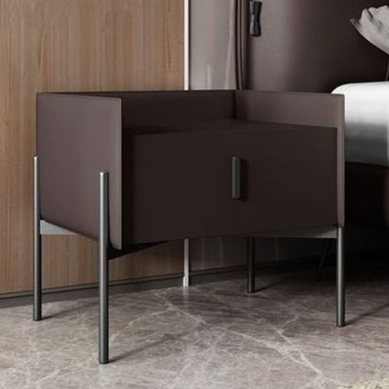 Modern Drawer Storage Nightstand Faux Leather Bed Nightstand with Legs