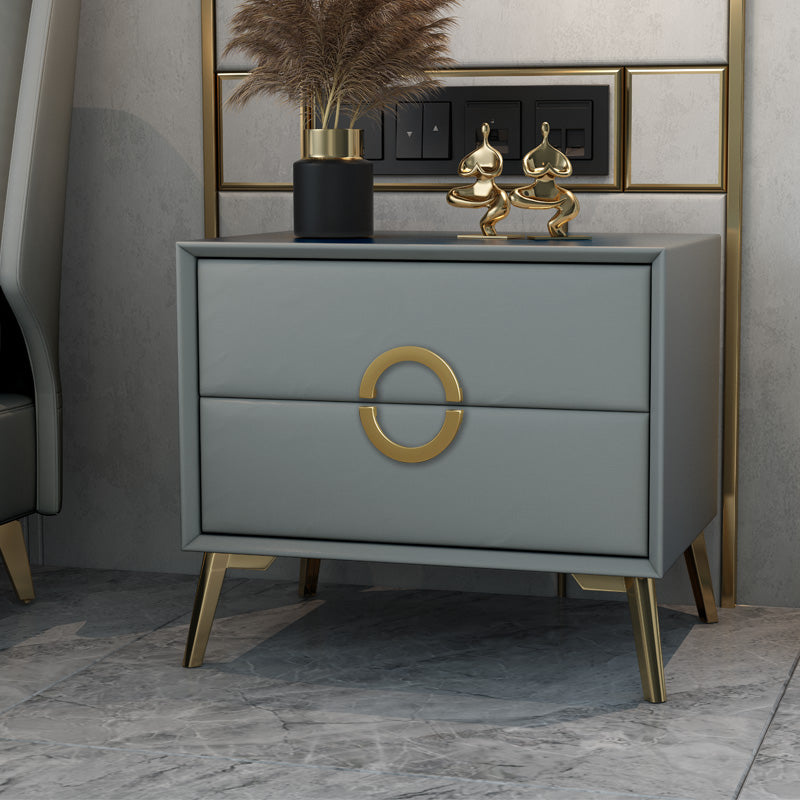 19 '' Tall Glam Night Tisch massives Holz 2-DRAWER FALUX Lederbeine inklusive Nachttisch