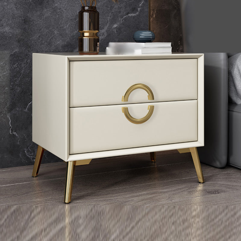 19 '' Tall Glam Night Tisch massives Holz 2-DRAWER FALUX Lederbeine inklusive Nachttisch