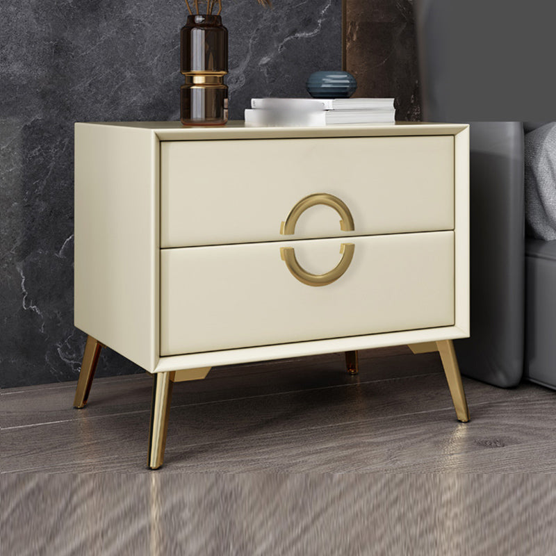 19 '' Tall Glam Night Tisch massives Holz 2-DRAWER FALUX Lederbeine inklusive Nachttisch