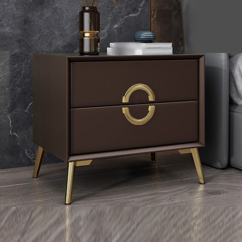 19 '' Tall Glam Night Tisch massives Holz 2-DRAWER FALUX Lederbeine inklusive Nachttisch