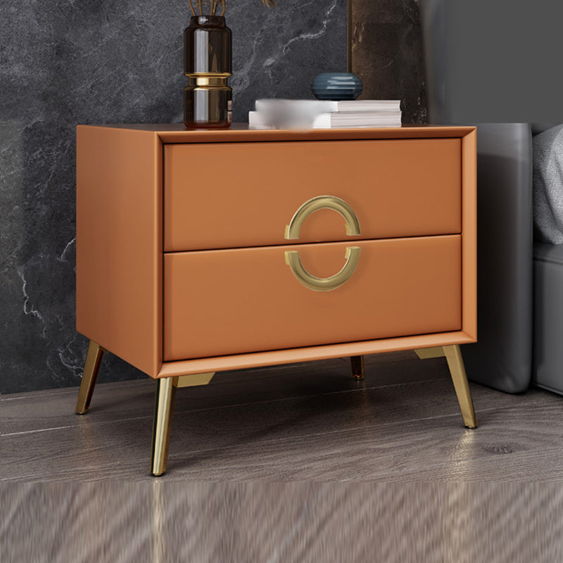 19 '' Tall Glam Night Tisch massives Holz 2-DRAWER FALUX Lederbeine inklusive Nachttisch