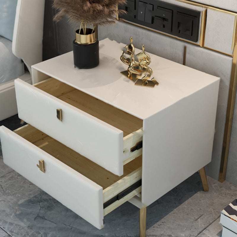 19 '' Tall Glam Night Tisch massives Holz 2-DRAWER FALUX Lederbeine inklusive Nachttisch