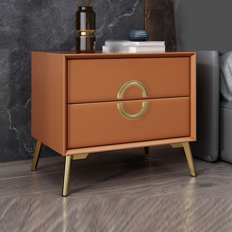 19 '' Tall Glam Night Tisch massives Holz 2-DRAWER FALUX Lederbeine inklusive Nachttisch