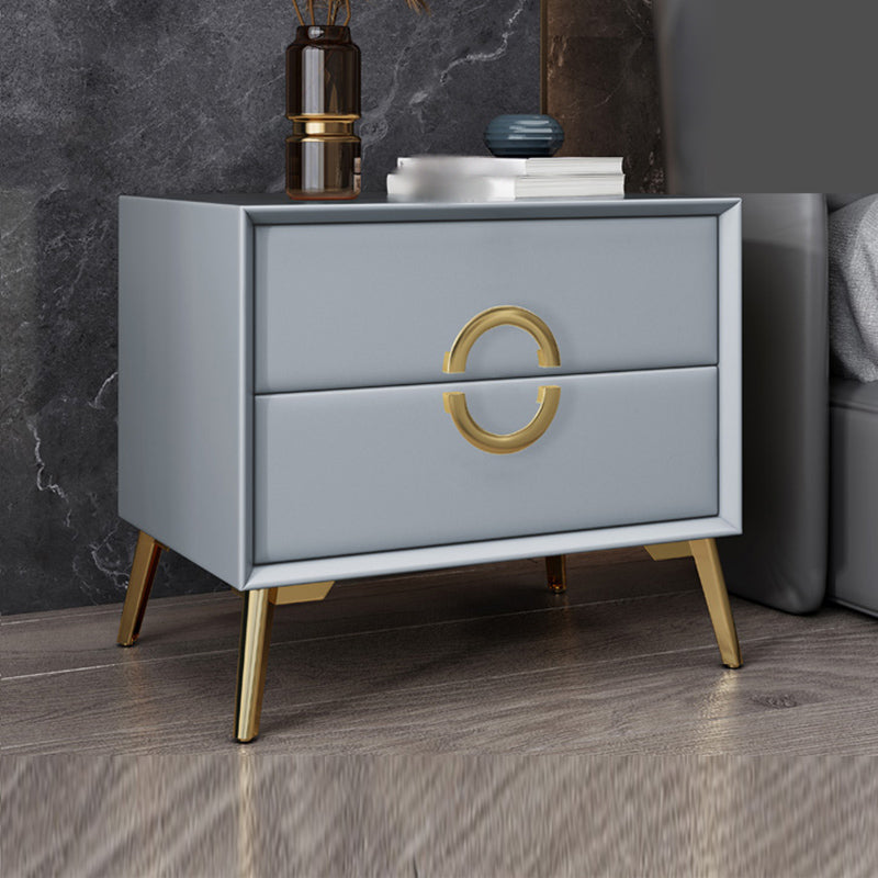 19 '' Tall Glam Night Tisch massives Holz 2-DRAWER FALUX Lederbeine inklusive Nachttisch