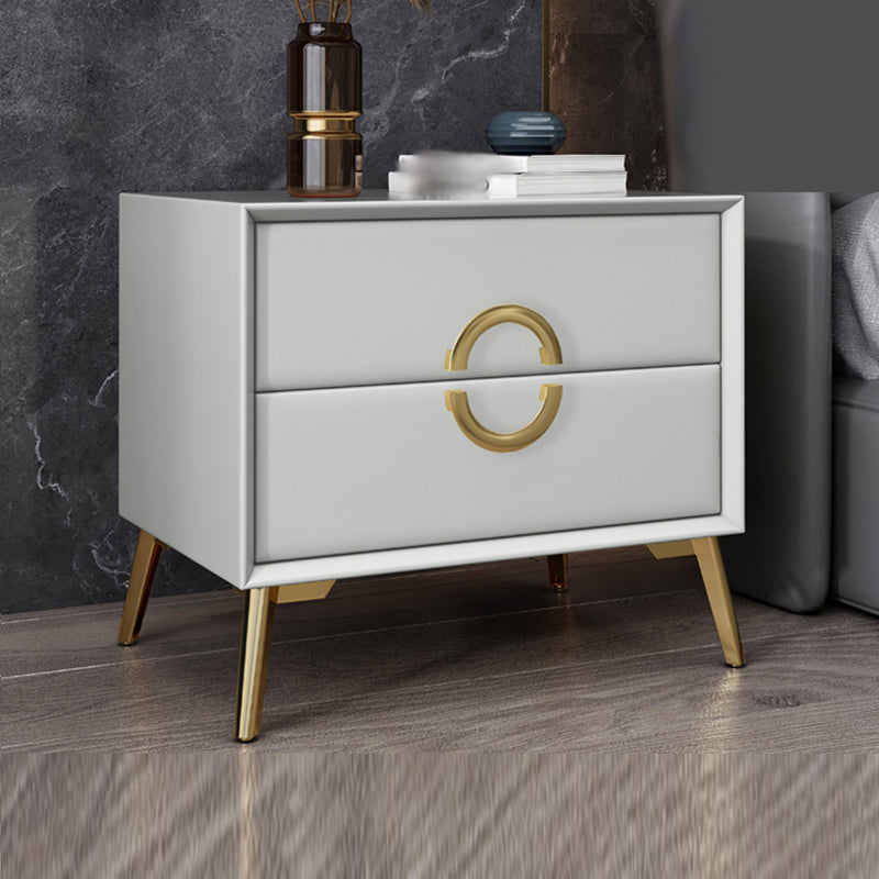 19 '' Tall Glam Night Tisch massives Holz 2-DRAWER FALUX Lederbeine inklusive Nachttisch