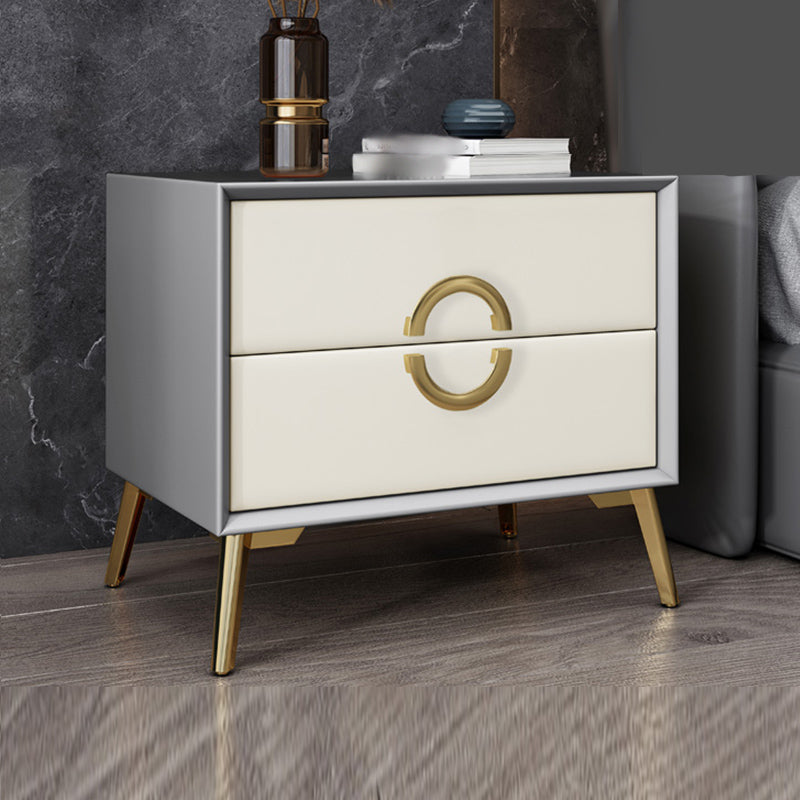 19 '' Tall Glam Night Tisch massives Holz 2-DRAWER FALUX Lederbeine inklusive Nachttisch