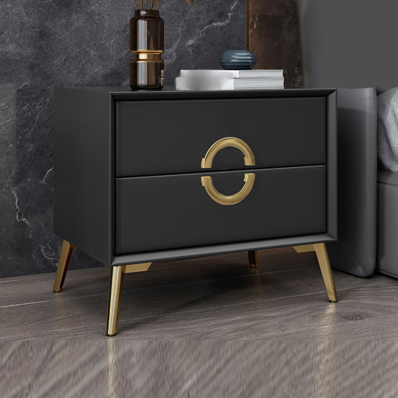 19 '' Tall Glam Night Tisch massives Holz 2-DRAWER FALUX Lederbeine inklusive Nachttisch