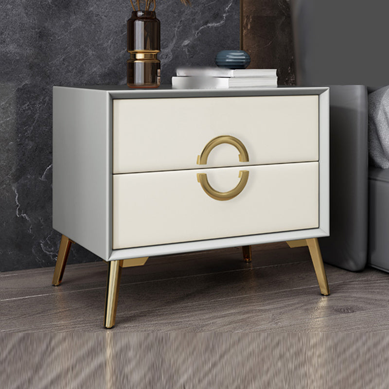 19 '' Tall Glam Night Tisch massives Holz 2-DRAWER FALUX Lederbeine inklusive Nachttisch