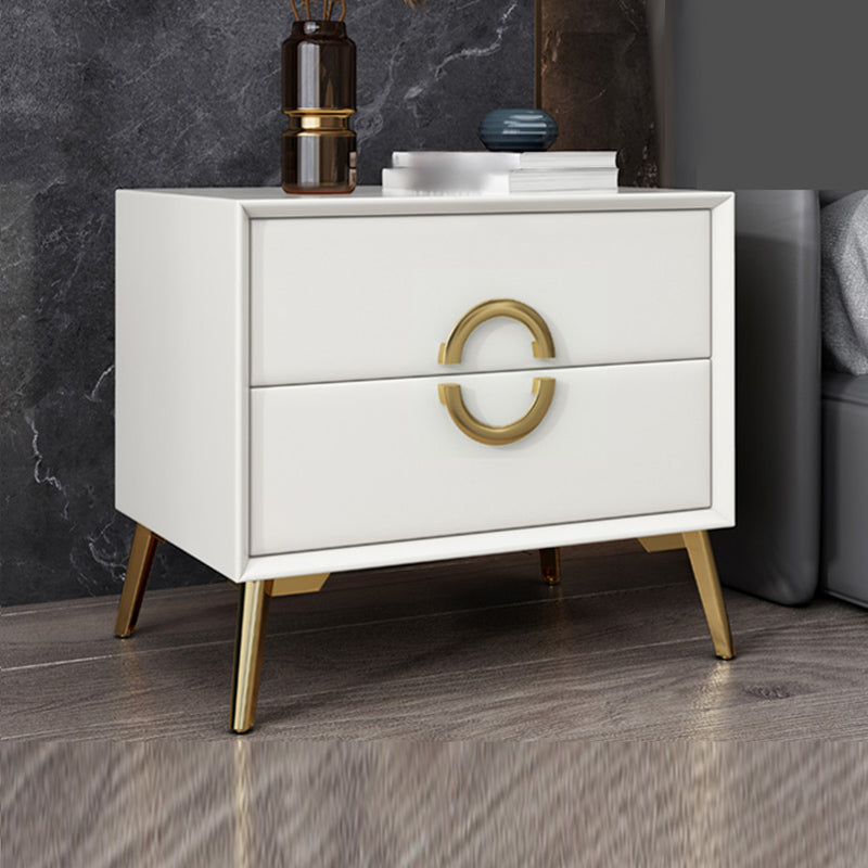 19 '' Tall Glam Night Tisch massives Holz 2-DRAWER FALUX Lederbeine inklusive Nachttisch