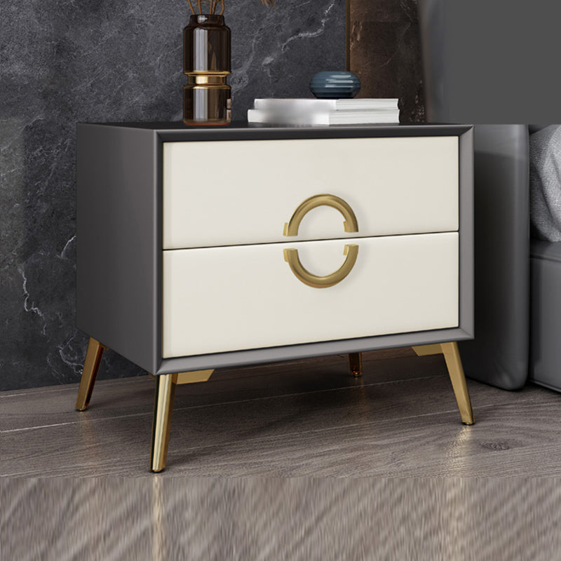 19 '' Tall Glam Night Tisch massives Holz 2-DRAWER FALUX Lederbeine inklusive Nachttisch