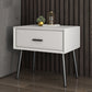 Faux Leather Modern Bed Nightstand Drawer Storage Solid Wood Night Table with Legs