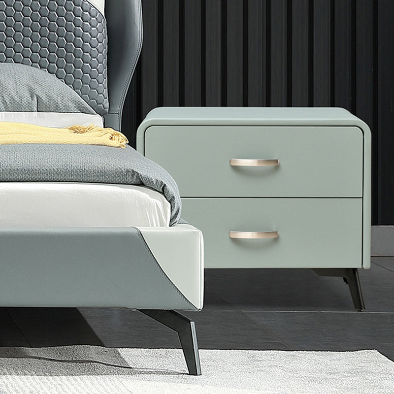 18 '' tavolo da notte in legno massello alto 2-disegno in pelle finta